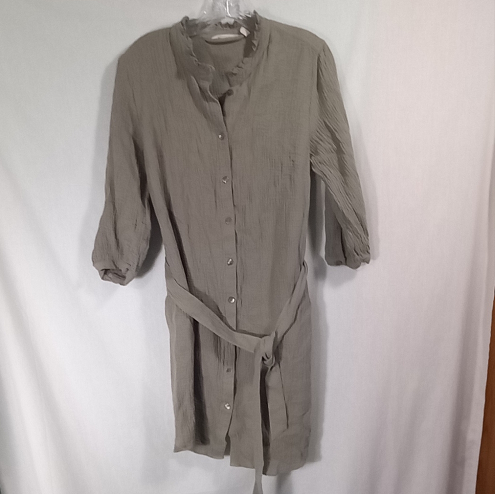 Soft Surroundings Olive Green Big Sur Shirtdress Size M